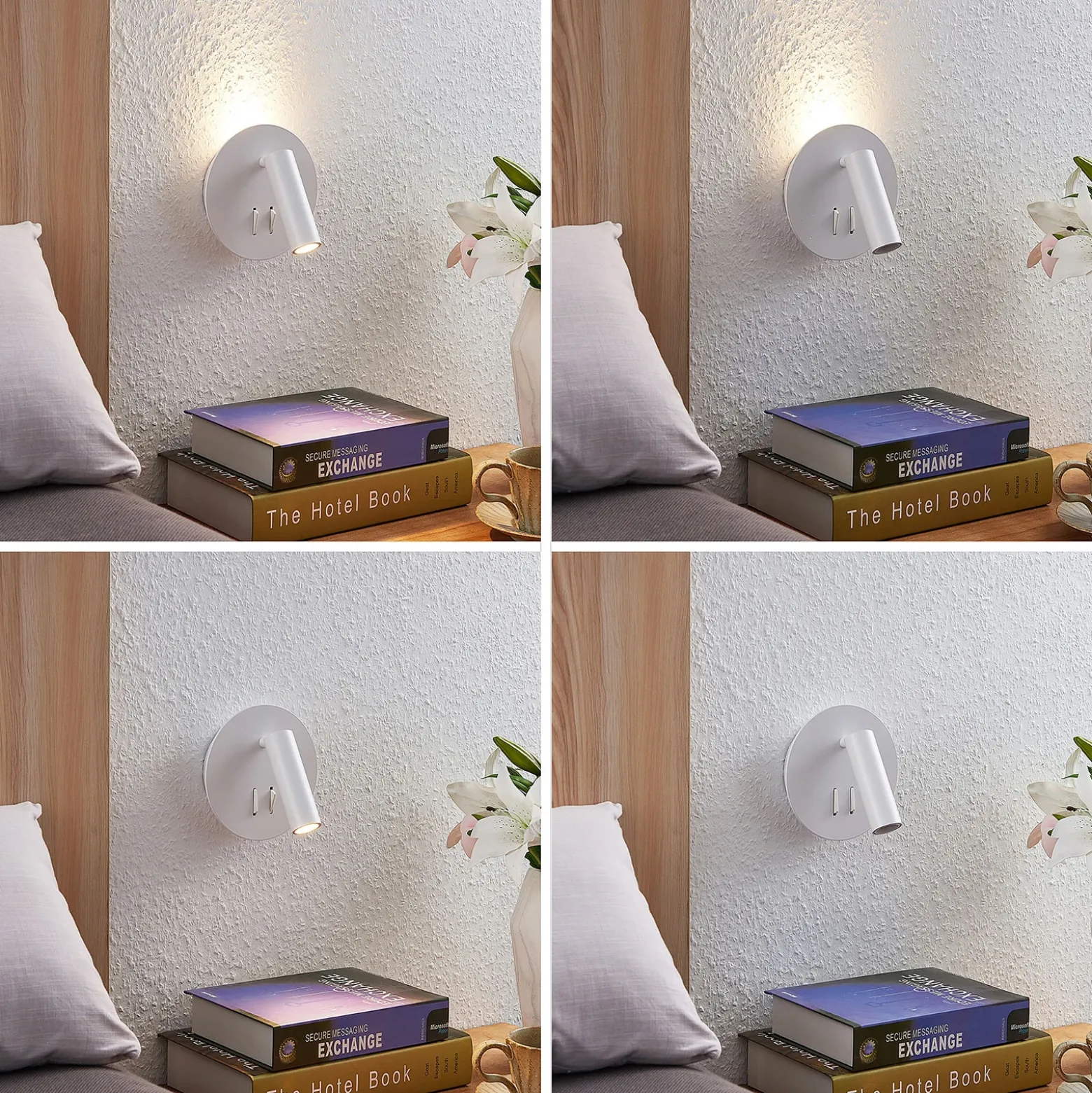 Lucande aplique de pared LED Magya, blanco, 2 luces. redondo