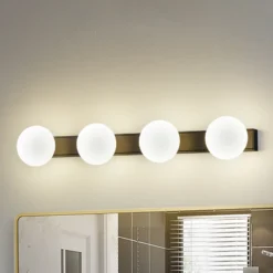Lucande aplique de pared LED para baño Myrra, negro, cristal, 60 cm, IP44