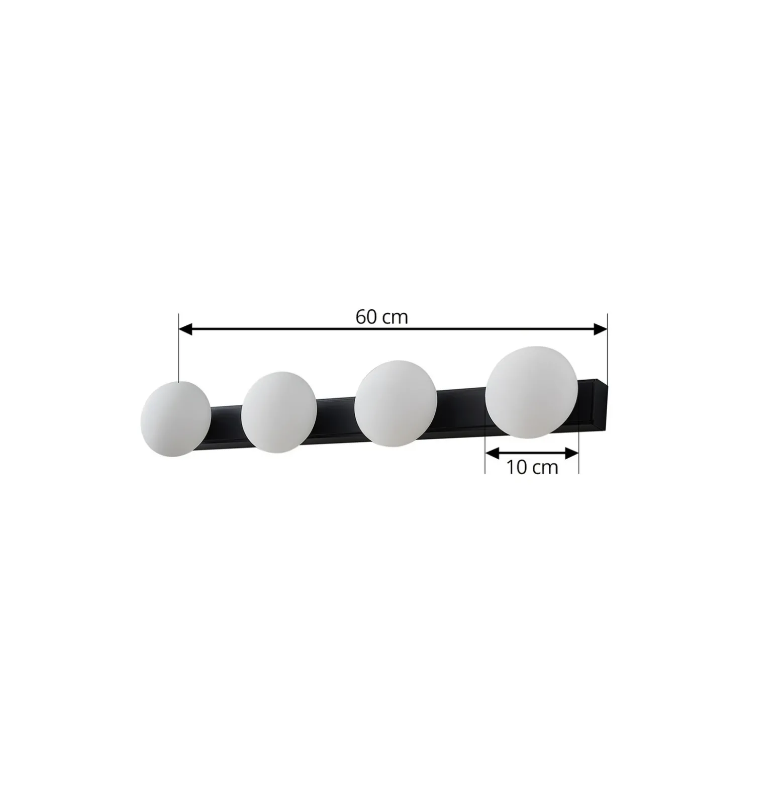 Lucande aplique de pared LED para baño Myrra, negro, cristal, 60 cm, IP44
