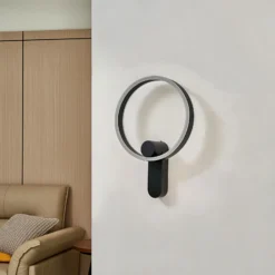 Lucande Aplique de pared LED Yekta, directo, negro, atenuable