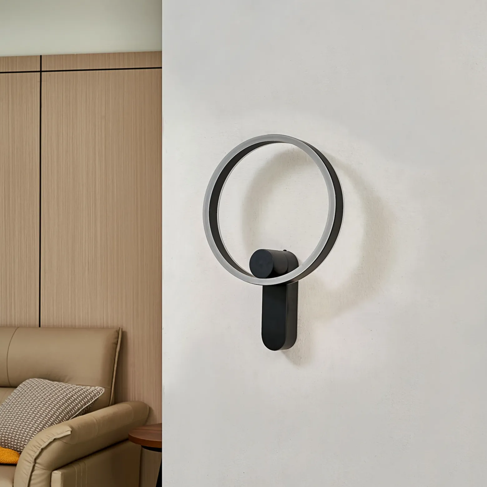 Lucande Aplique de pared LED Yekta, directo, negro, atenuable