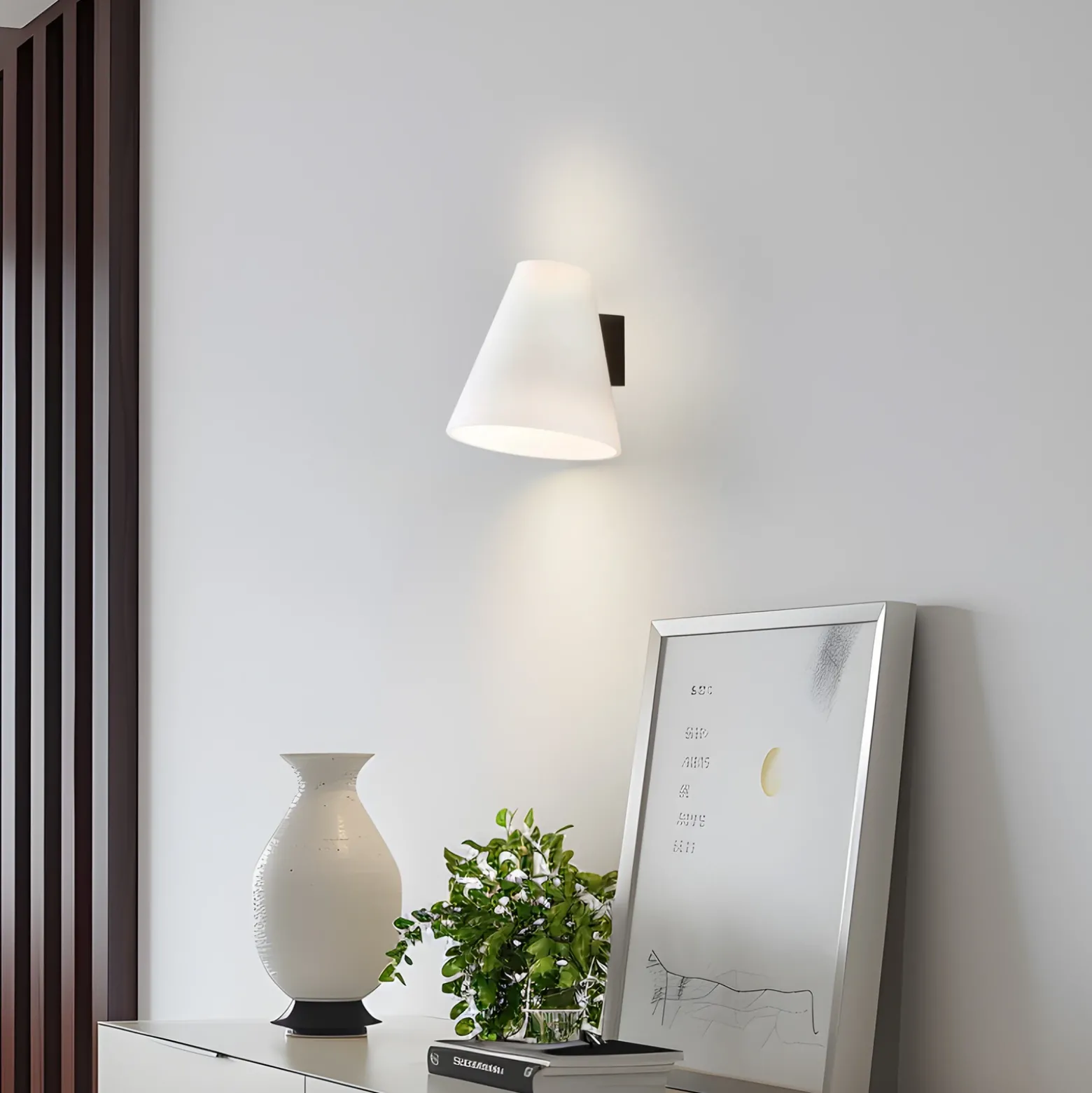 Lucande aplique de pared Timido, blanco/negro, cristal, 16,5 cm de altura