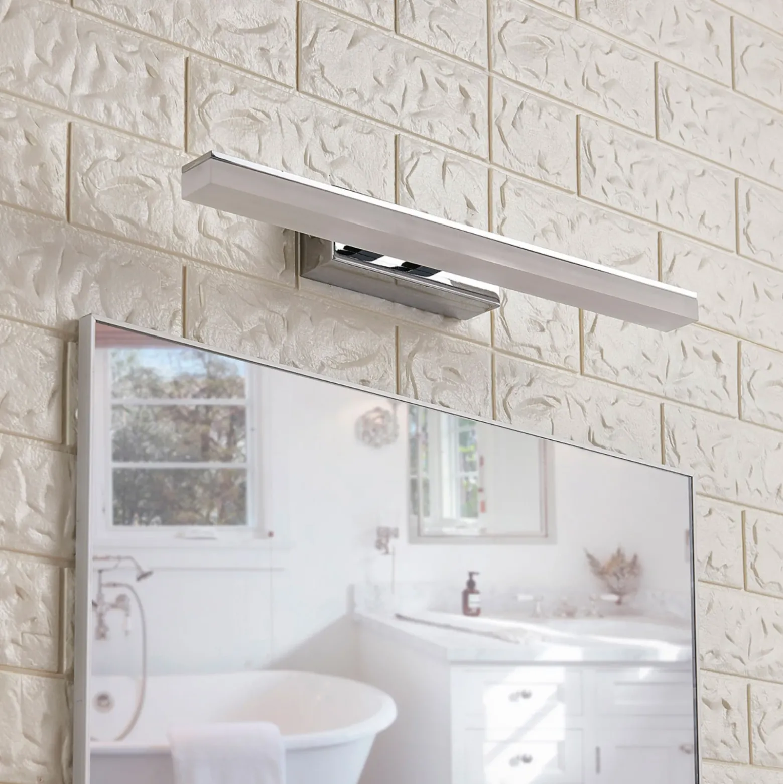 Lucande Aplique LED para baño Julie, 46cm, cromo, metal, IP44