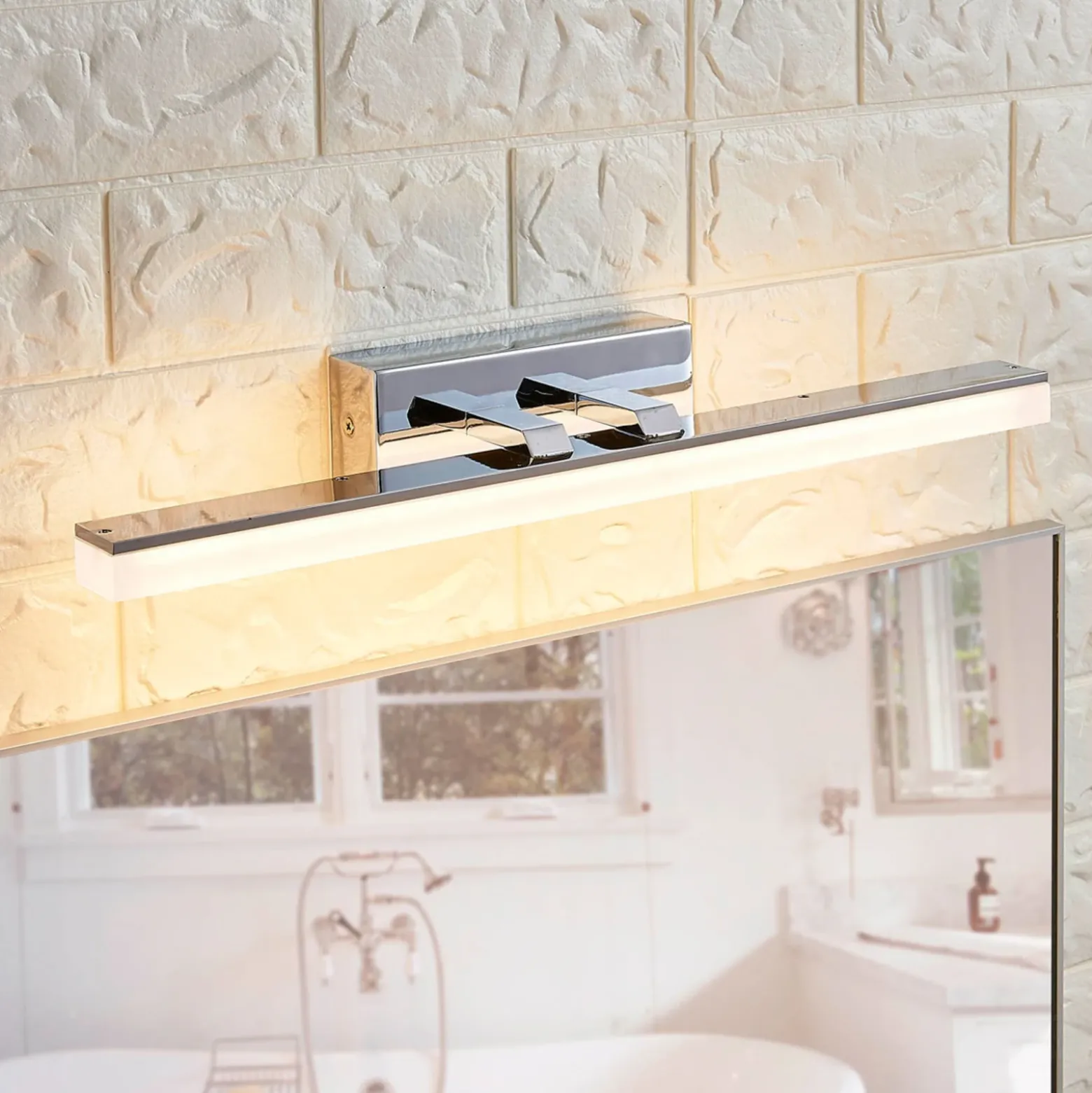 Lucande Aplique LED para baño Julie, 46cm, cromo, metal, IP44