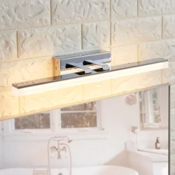 Lucande Aplique LED para baño Julie, 46cm, cromo, metal, IP44