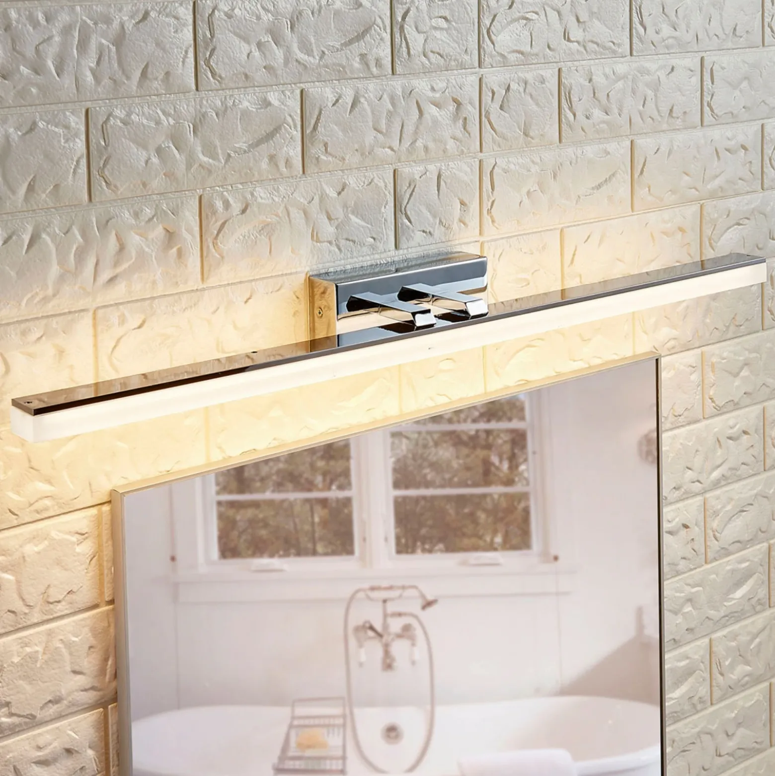 Lucande Aplique LED para baño Julie, 75cm, cromo, metal, IP44