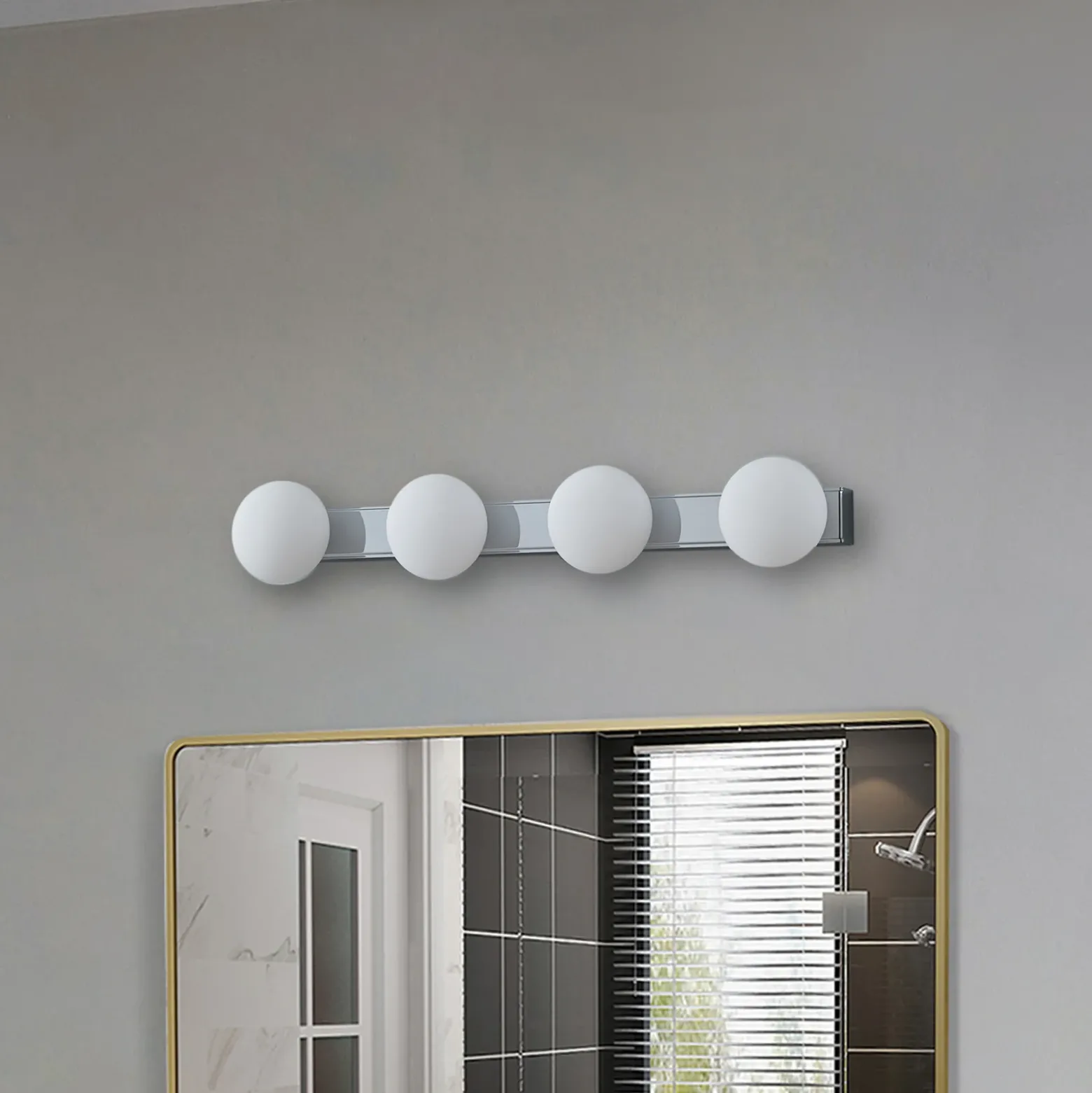 Lucande aplique LED para baño Myrra, cromo, cristal, 60 cm, IP44