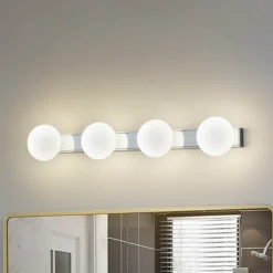 Lucande aplique LED para baño Myrra, cromo, cristal, 60 cm, IP44
