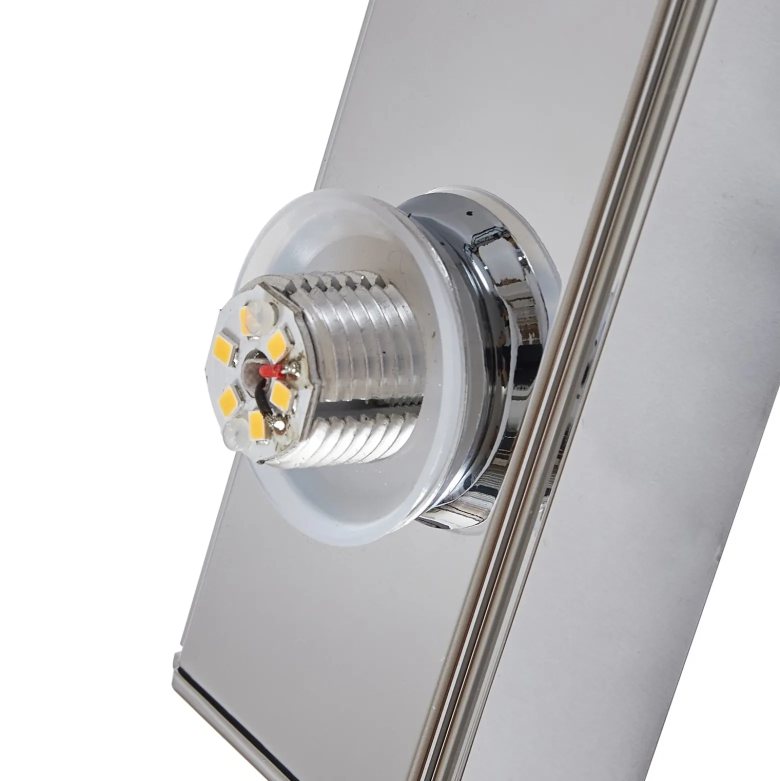 Lucande aplique LED para baño Myrra, cromo, cristal, 60 cm, IP44