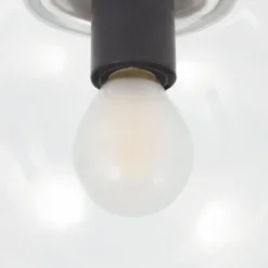 Lucande Badolo plafón, negro, cristal, Ø 15 cm, IP44