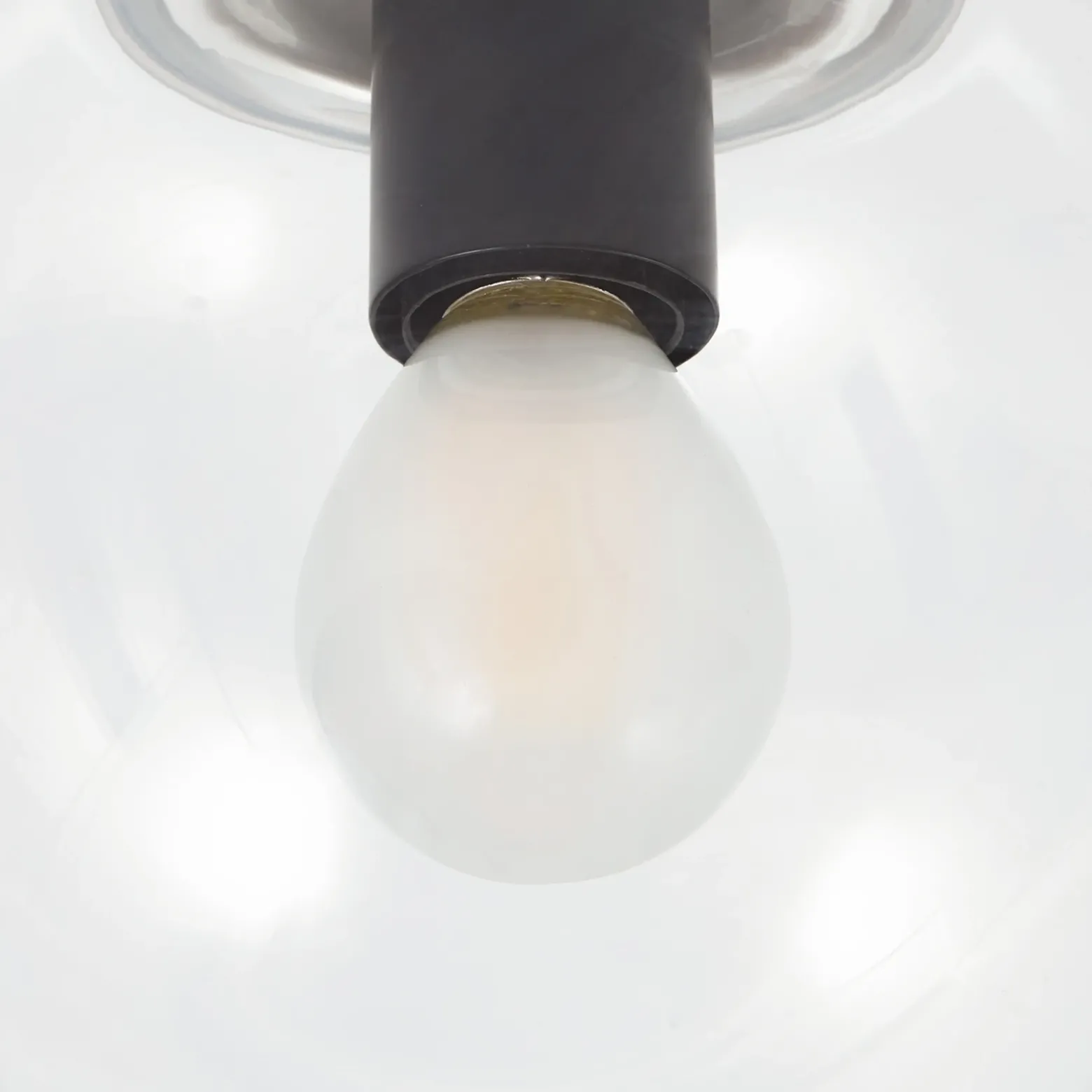 Lucande Badolo plafón, negro, cristal, Ø 15 cm, IP44