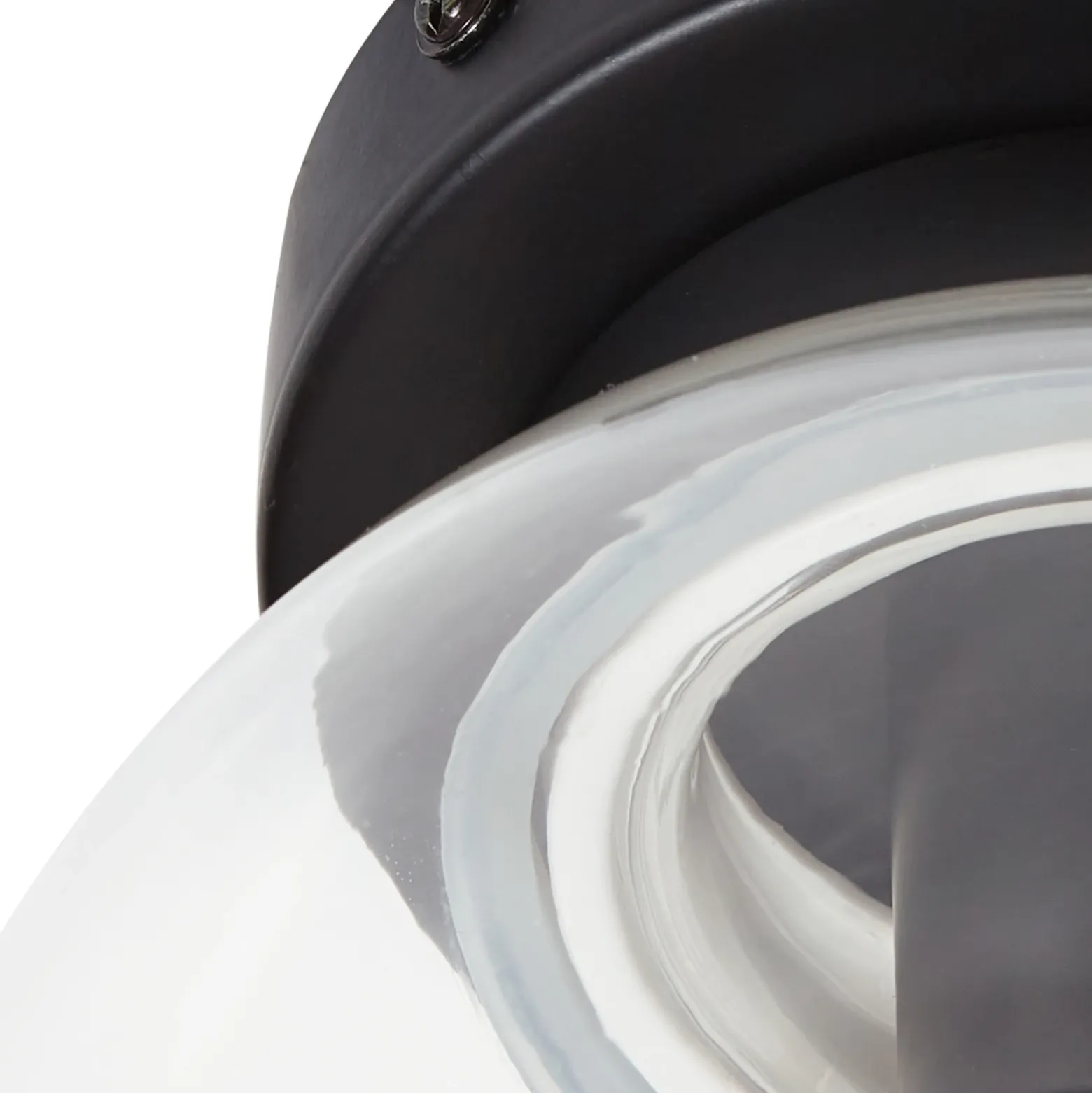 Lucande Badolo plafón, negro, cristal, Ø 15 cm, IP44