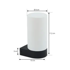 Lucande Basolo aplique para baño, negro, altura 17,2 cm, cristal