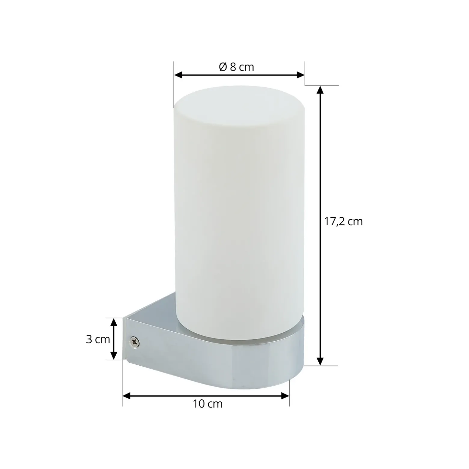 Lucande Basolo aplique para baño, cromo, altura 17,2 cm, cristal