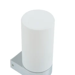 Lucande Basolo aplique para baño, cromo, altura 17,2 cm, cristal