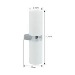 Lucande Basolo aplique para baño, cromo, altura 31,5cm, cristal, IP44