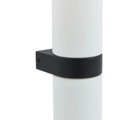 Lucande Basolo aplique para baño, negro, altura 31,5 cm, cristal