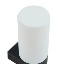 Lucande Basolo aplique para baño, negro, altura 17,2 cm, cristal