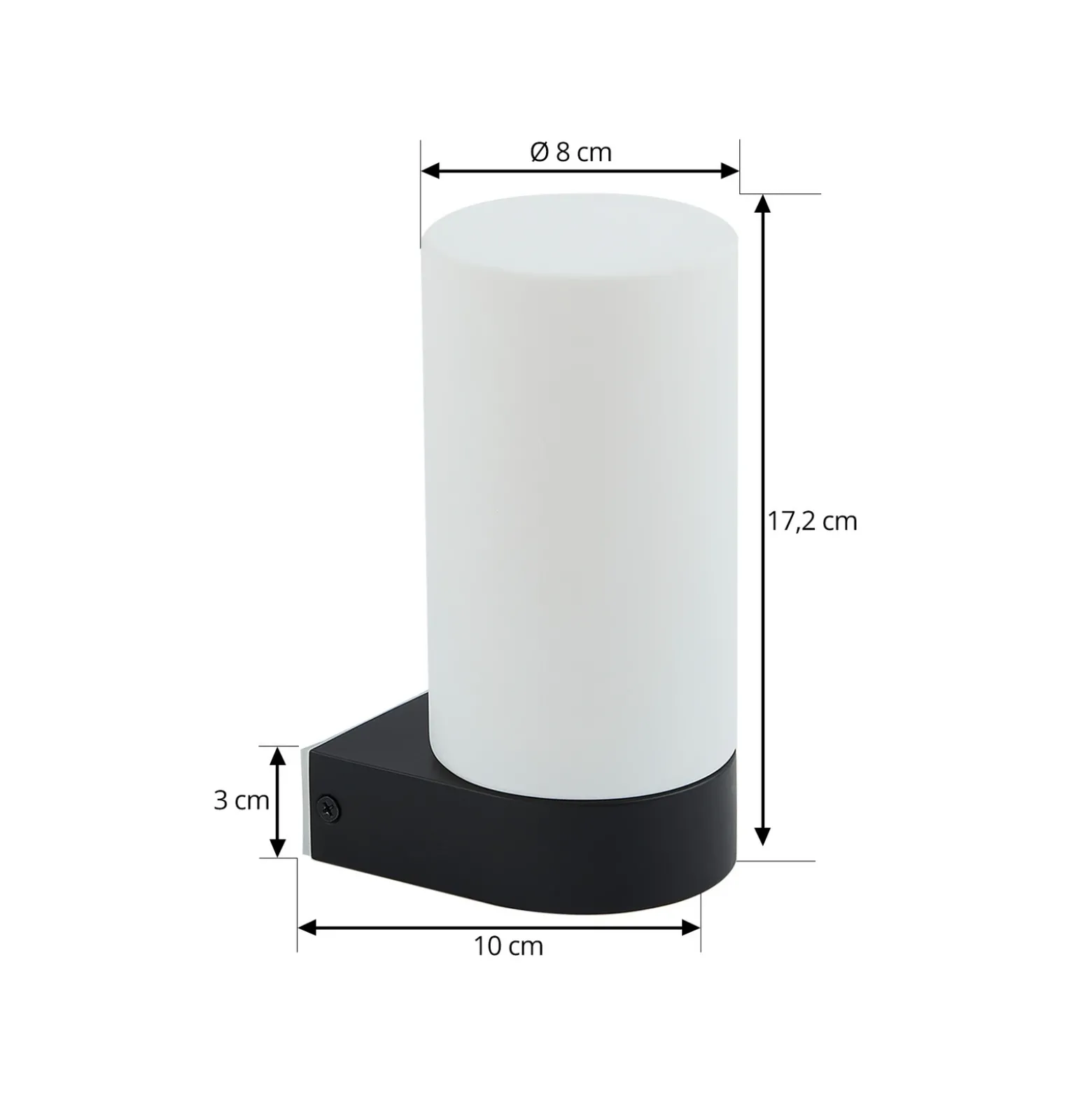Lucande Basolo aplique para baño, negro, altura 17,2 cm, cristal