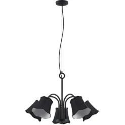 Lucande Binta lámpara colgante, 5 luces, negro
