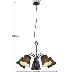 Lucande Binta lámpara colgante, 5 luces, negro