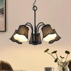 Lucande Binta lámpara colgante, 5 luces, negro