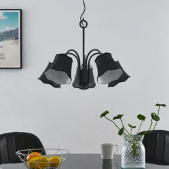 Lucande Binta lámpara colgante, 5 luces, negro