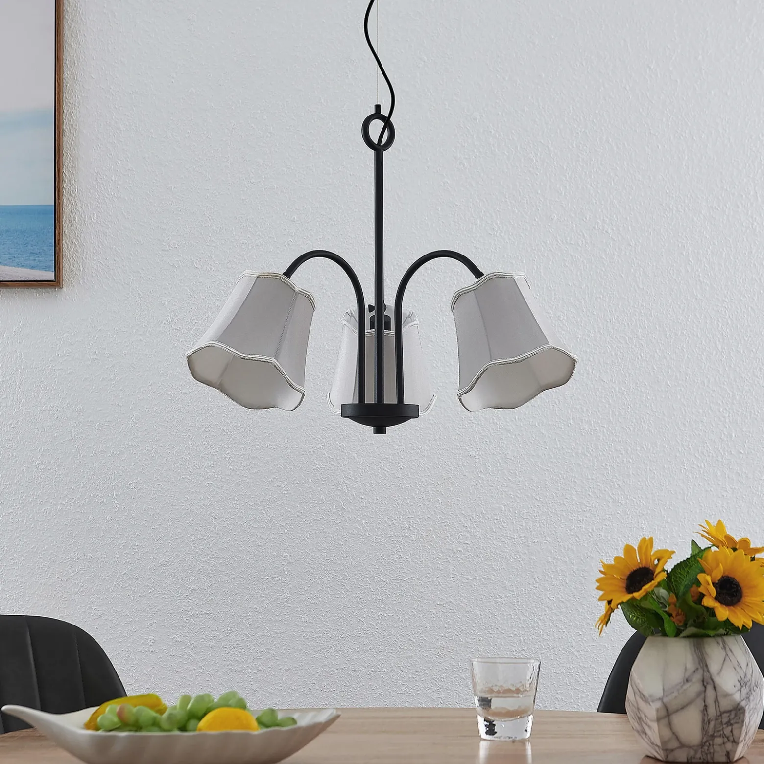 Lucande Binta lámpara colgante 3 luces, gris plata