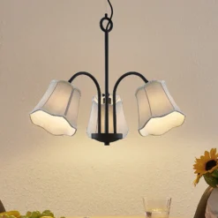 Lucande Binta lámpara colgante 3 luces, gris plata