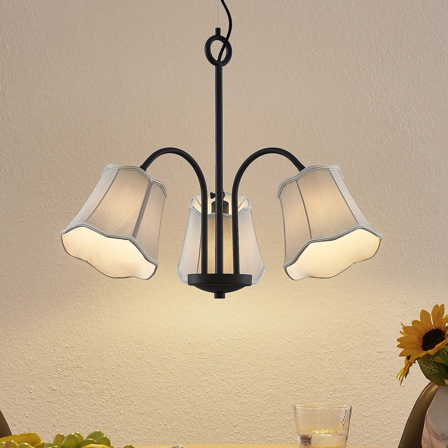 Lucande Binta lámpara colgante 3 luces, gris plata