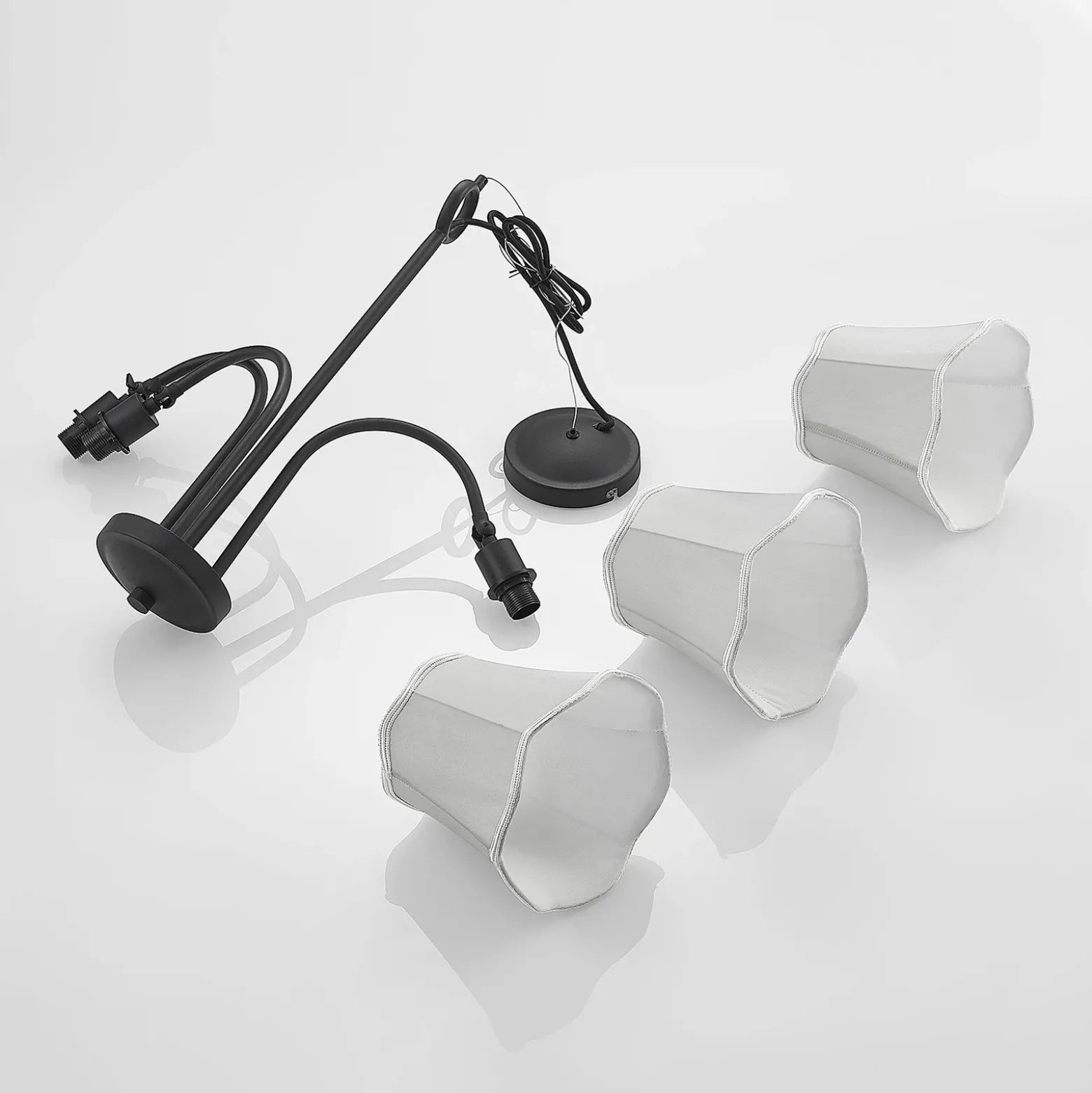 Lucande Binta lámpara colgante 3 luces, gris plata