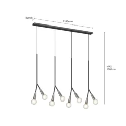 Lucande Carlea colgante 8 luces negro-níquel
