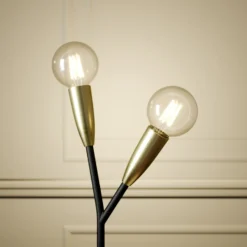 Lucande Carlea lámpara de mesa 2 luces latón negro
