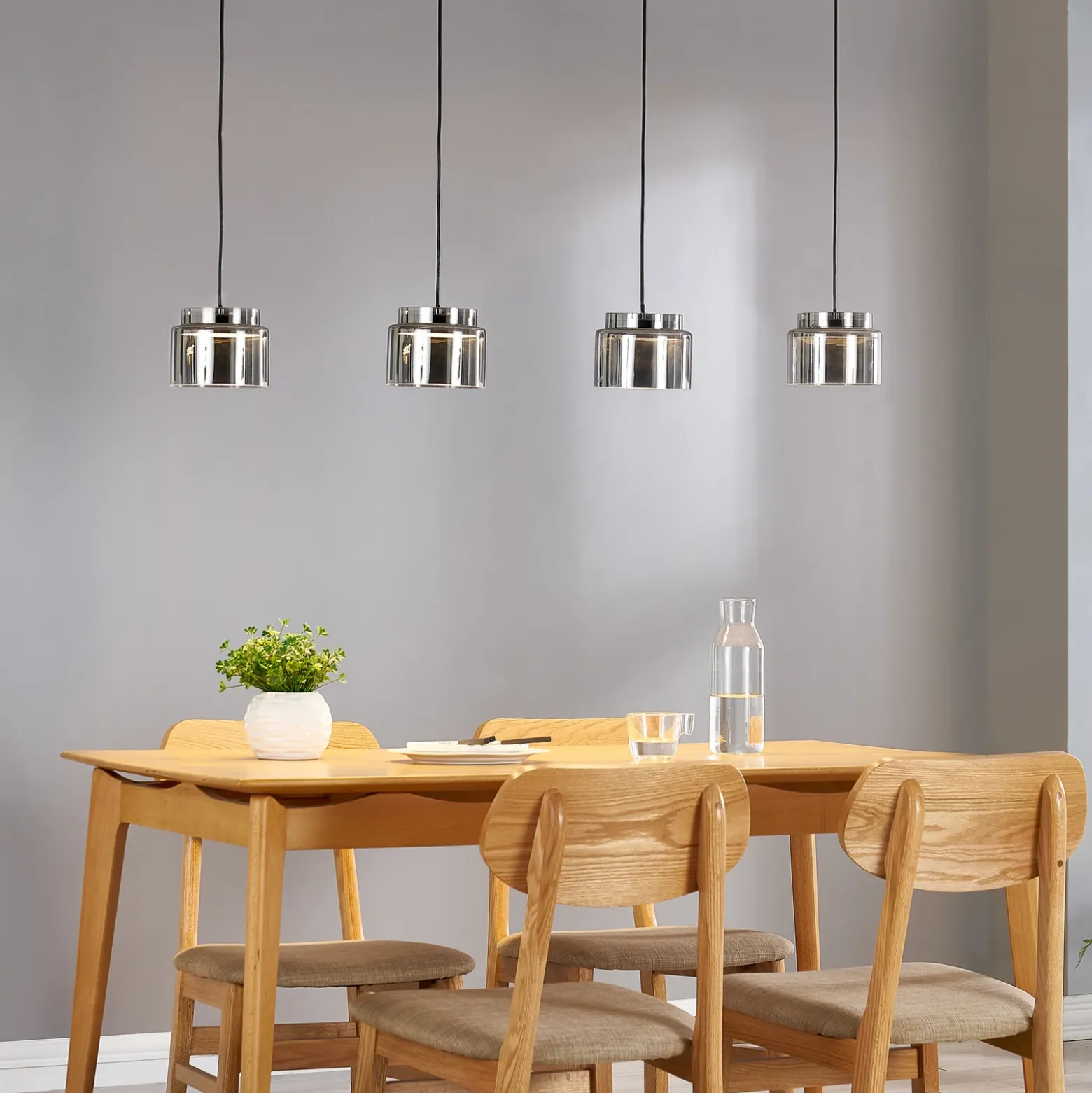 Lucande Diano lámpara colgante, gris humo, 4 luces