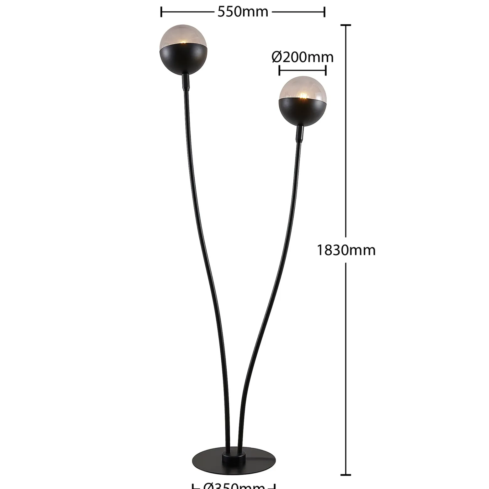 Lucande Dustian lámpara de pie, 2 luces
