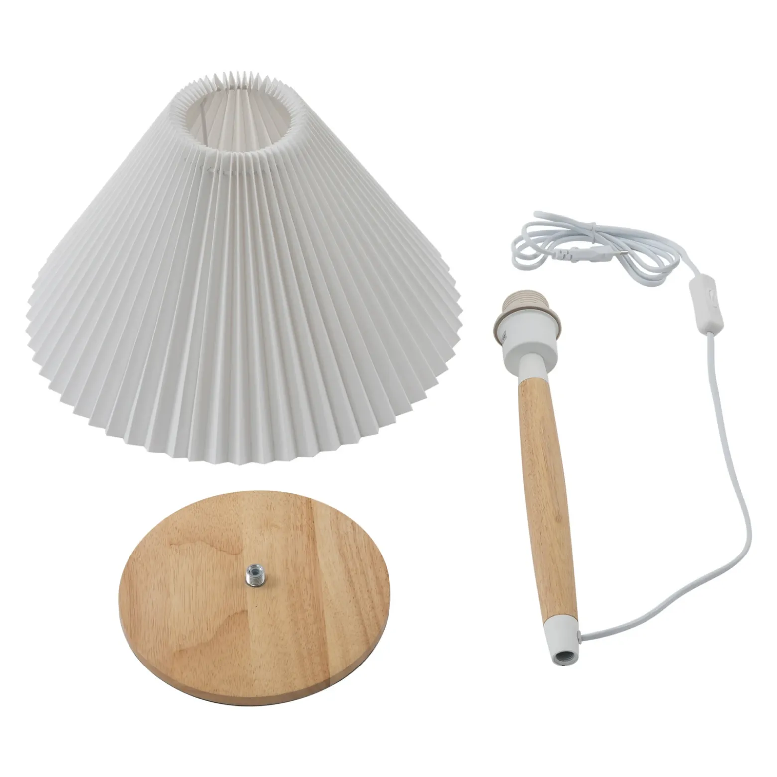 Lucande Ellorin lámpara de mesa, blanco, madera, Ø 37 cm, E27