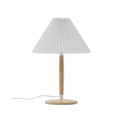 Lucande Ellorin lámpara de mesa, blanco, madera, Ø 37 cm, E27