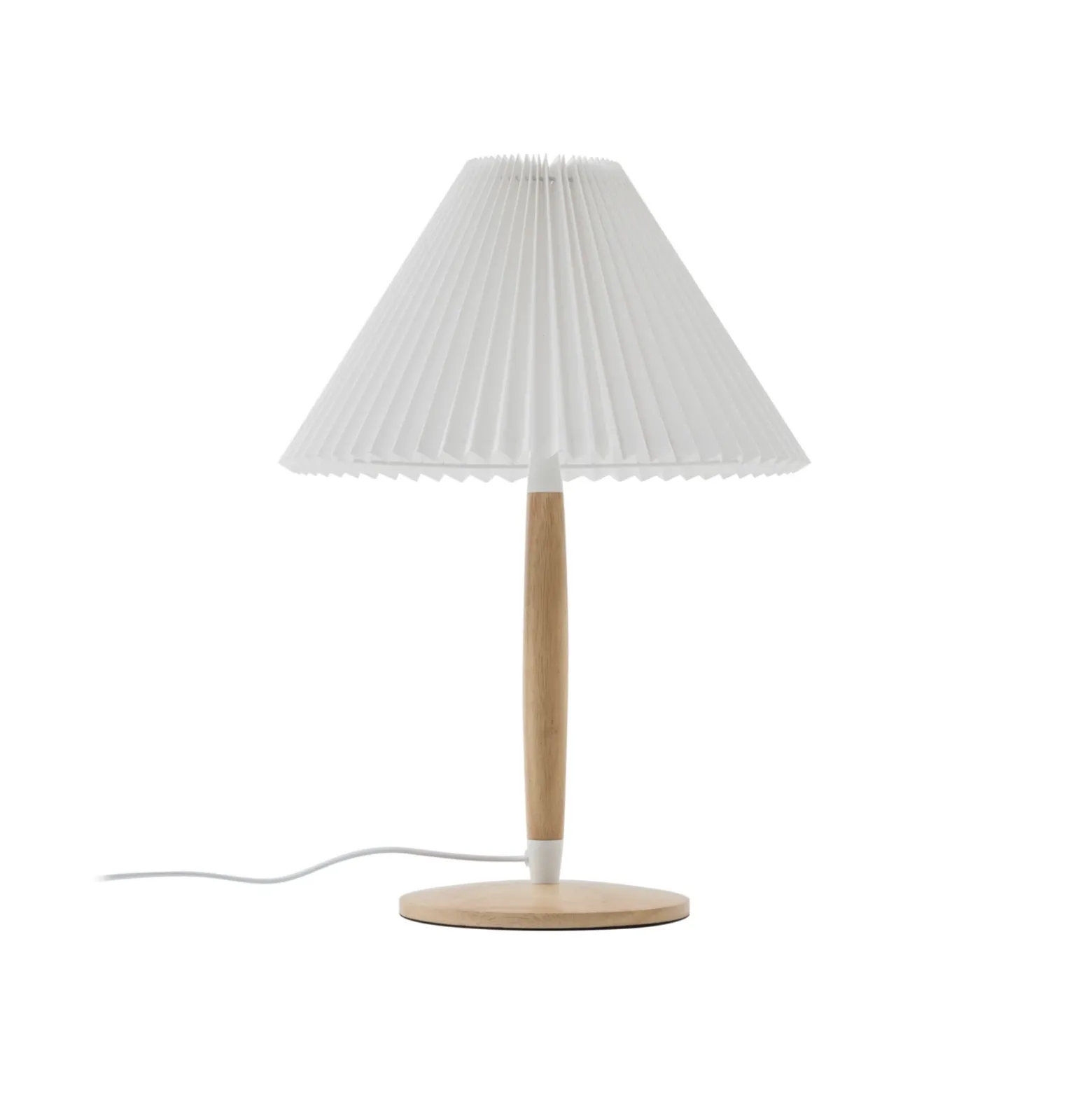 Lucande Ellorin lámpara de mesa, blanco, madera, Ø 37 cm, E27