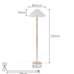 Lucande Ellorin lámpara de pie, blanco, madera, Ø 47,5 cm, E27