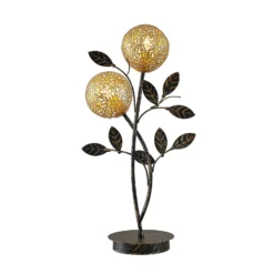 Lucande Evory lámpara de mesa, 48 cm, 2 luces, negro/oro, G9