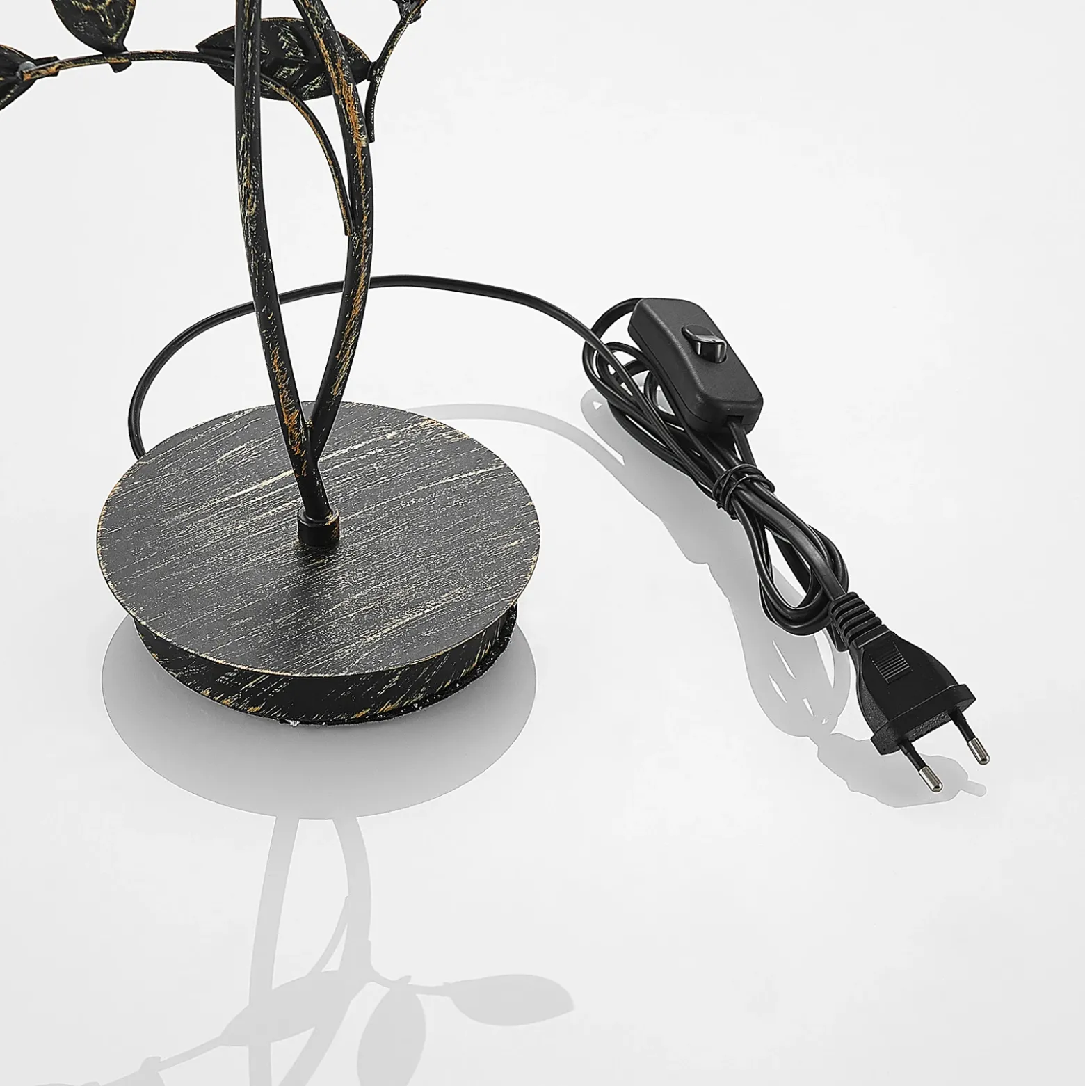 Lucande Evory lámpara de mesa, 48 cm, 2 luces, negro/oro, G9
