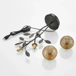 Lucande Evory lámpara de mesa, 48 cm, 2 luces, negro/oro, G9