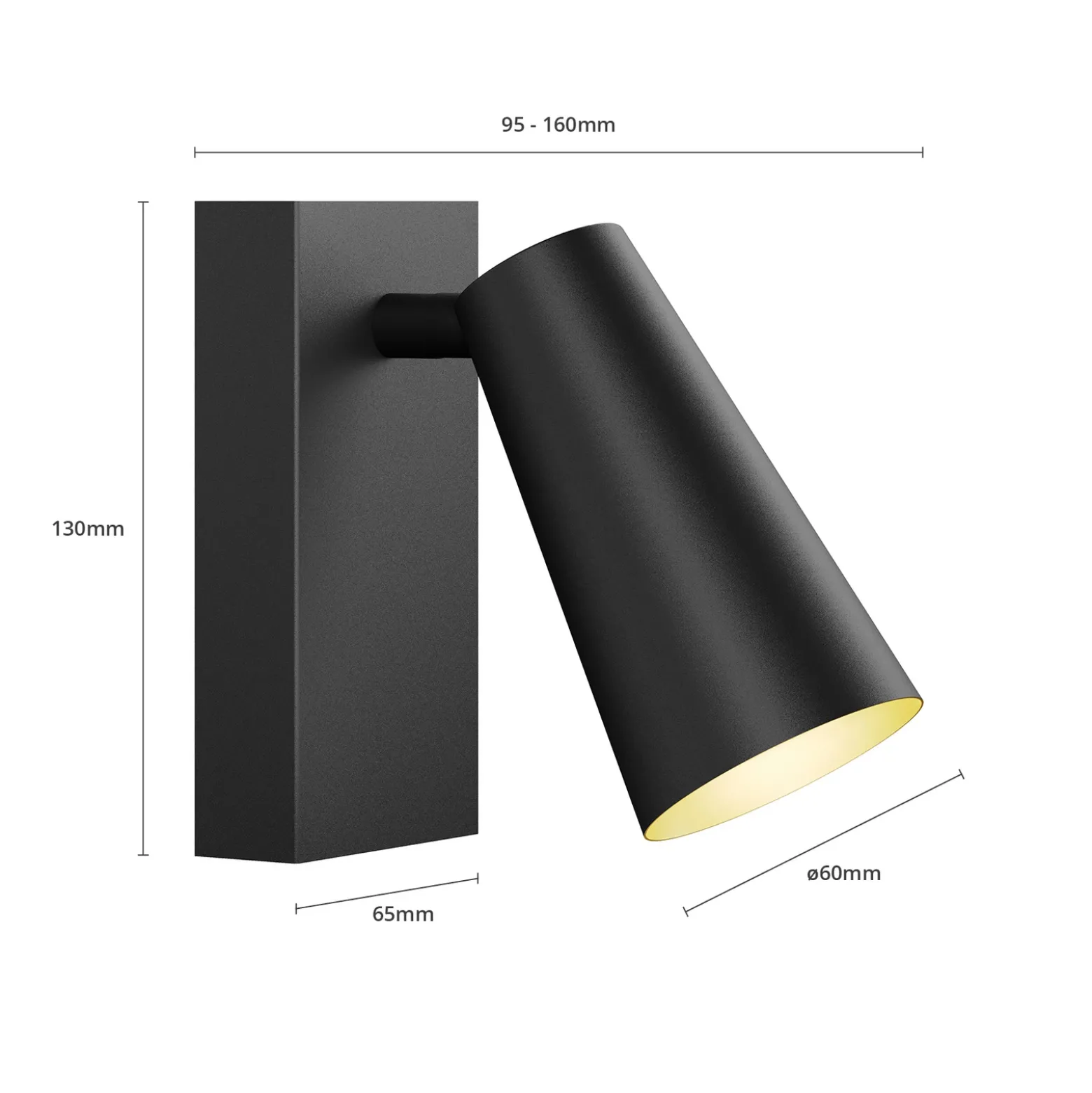 Lucande foco Angelina, negro/oro, metal, 1 luz.