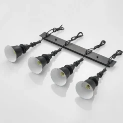 Lucande Gesja colgante, 4 luces, largo, negro