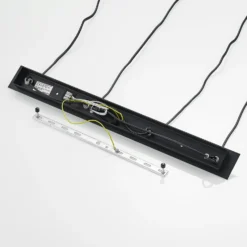 Lucande Gesja colgante, 4 luces, largo, negro