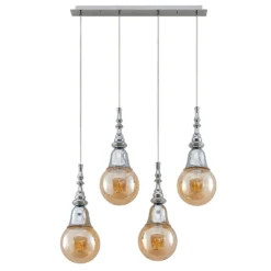 Lucande Gesja colgante, 4 luces, largo, cromo