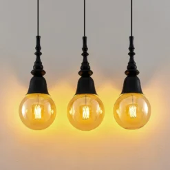 Lucande Gesja colgante, 3 luces, largo, negro