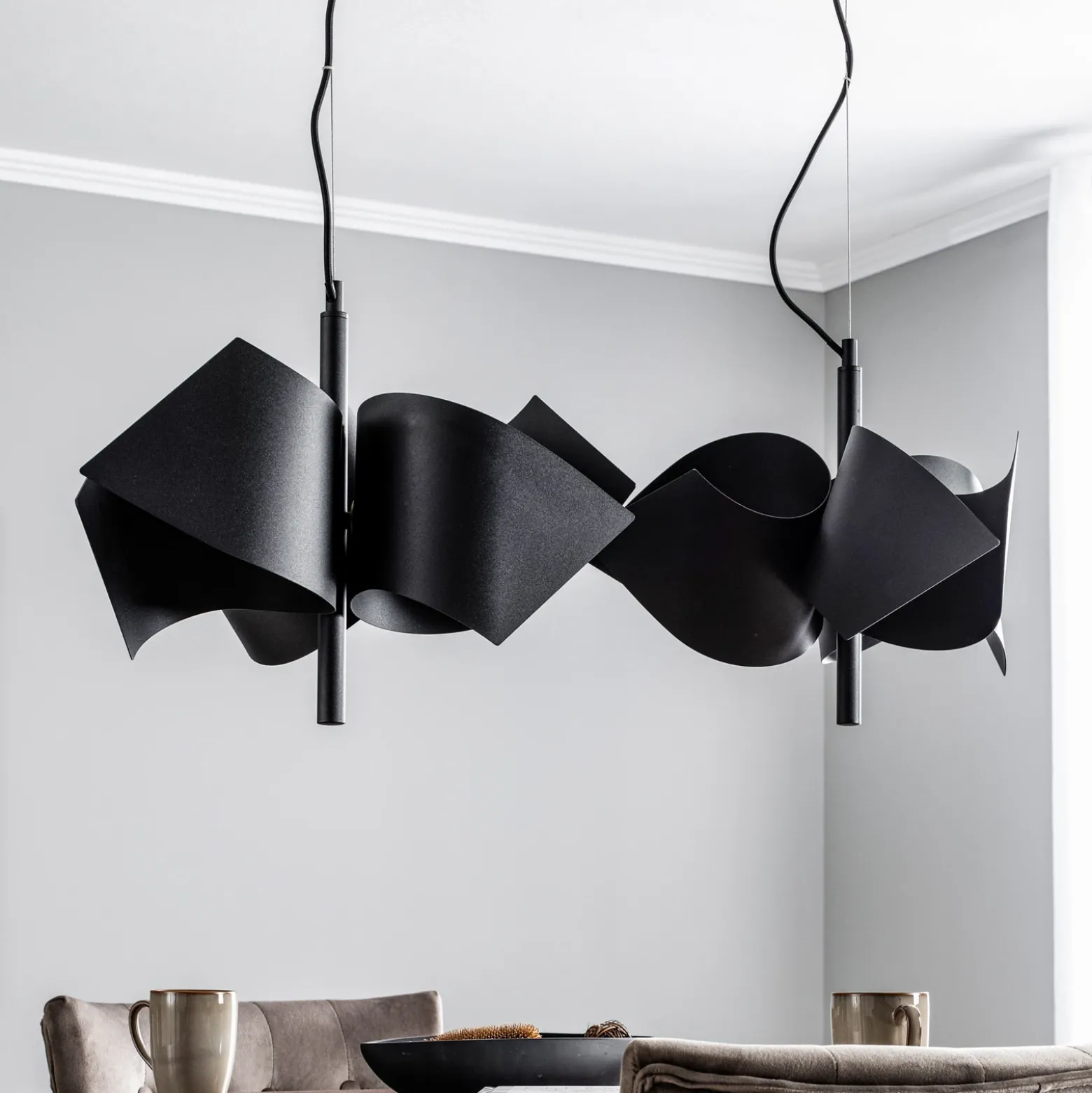 Lucande Imron lámpara colgante, 6 luces, negro