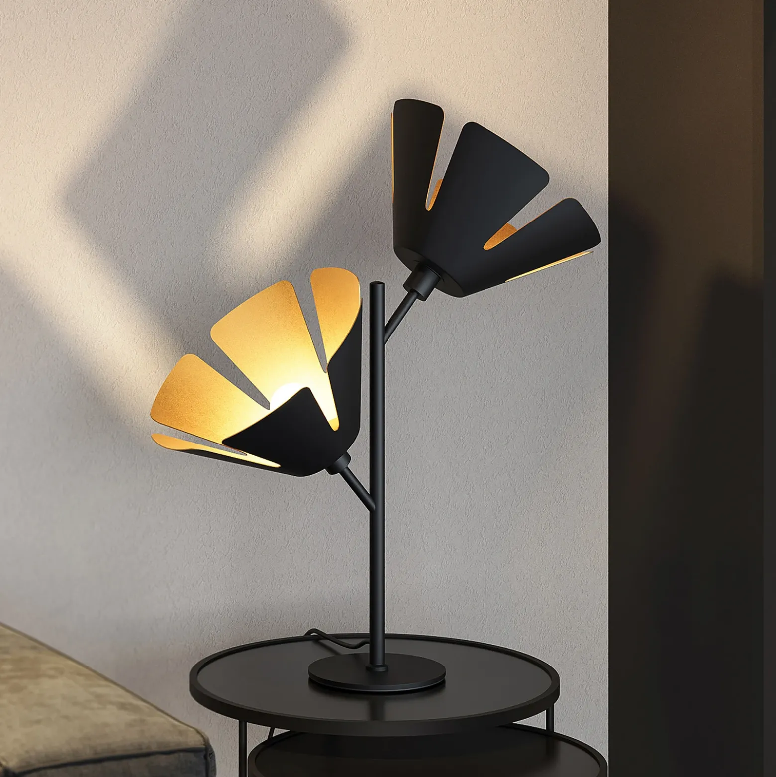 Lucande Jemmily lámpara de mesa, 2 luces