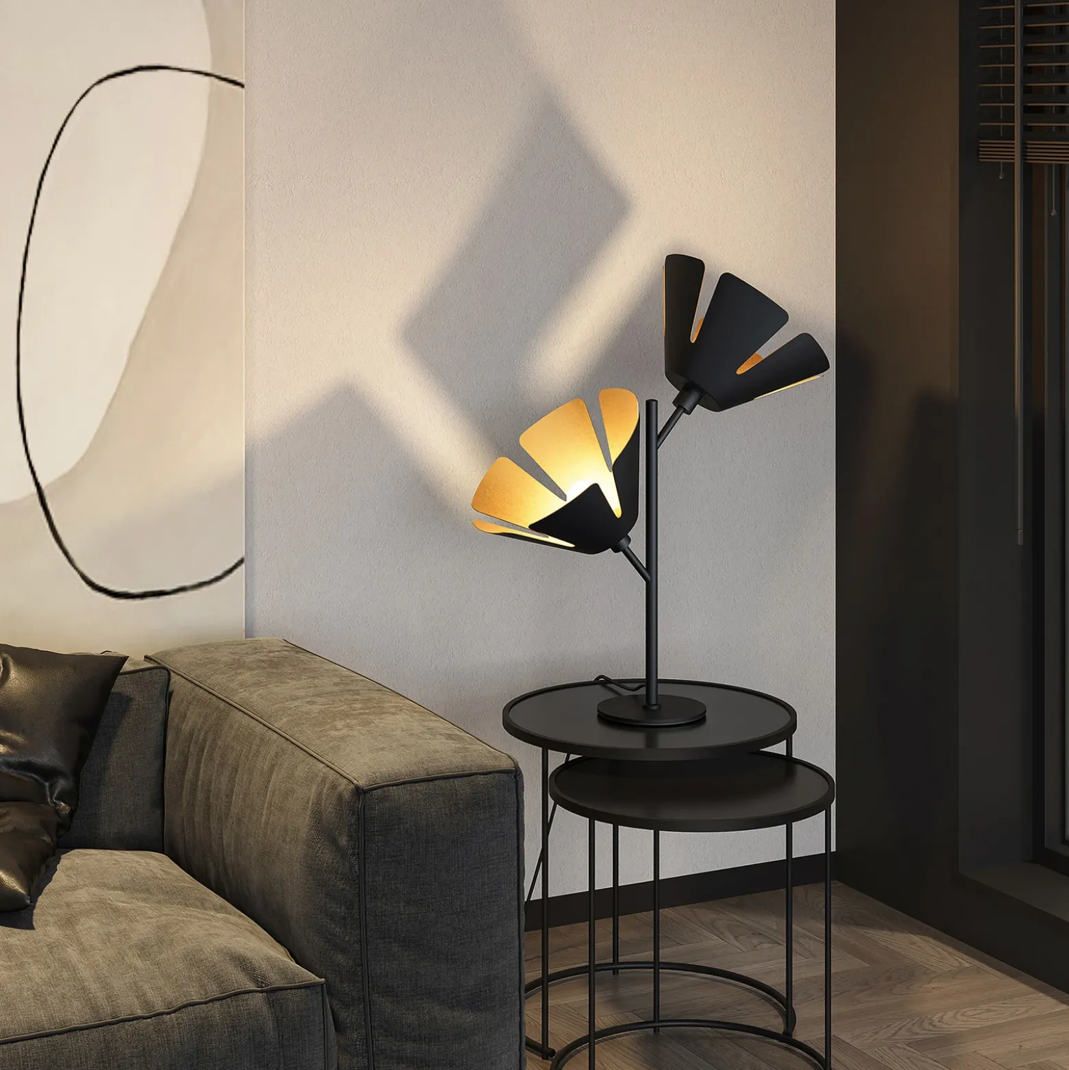 Lucande Jemmily lámpara de mesa, 2 luces